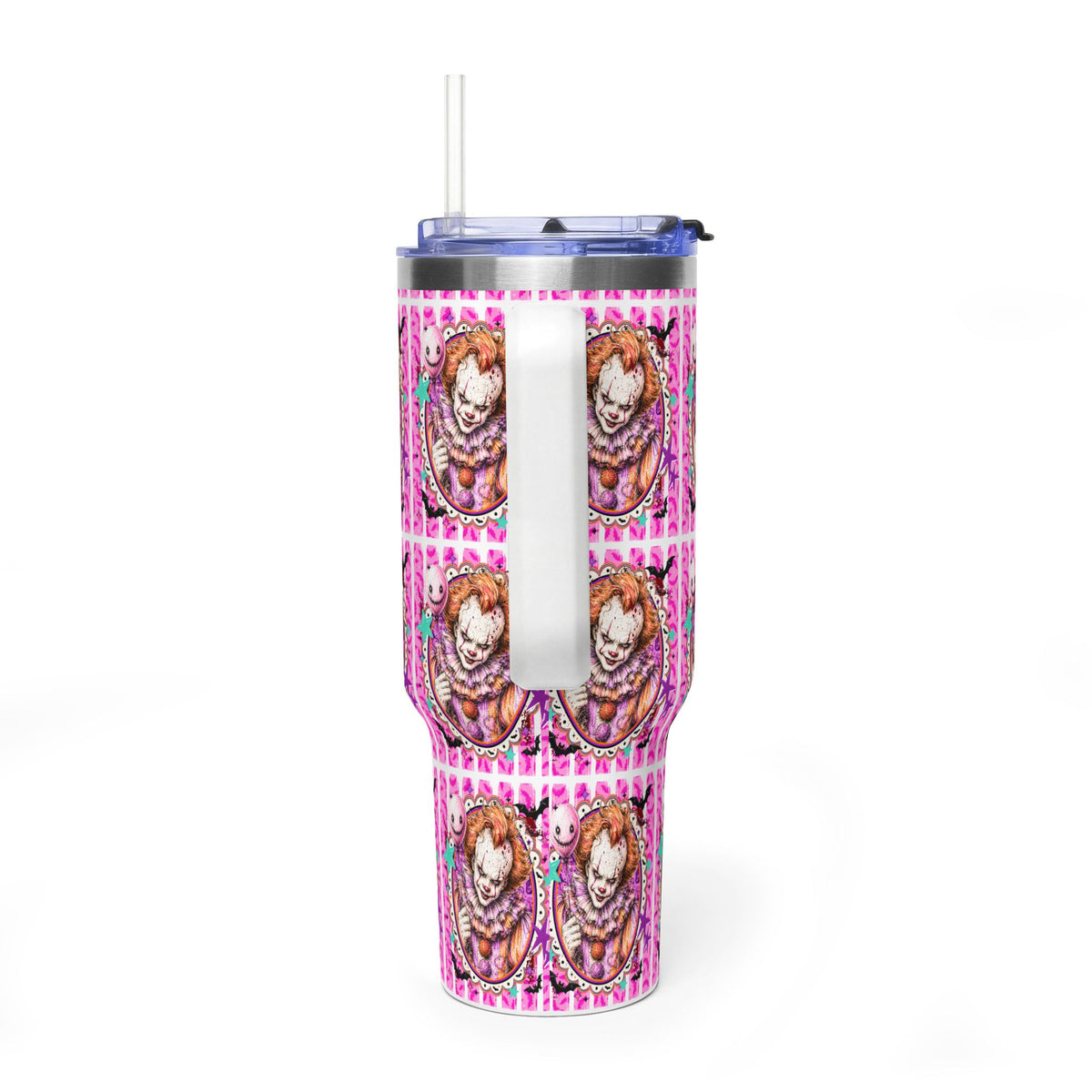 40oz Penny Wise Horror Clown Tumbler — Pink Pennywise Stainless Steel Vacuum Bottle