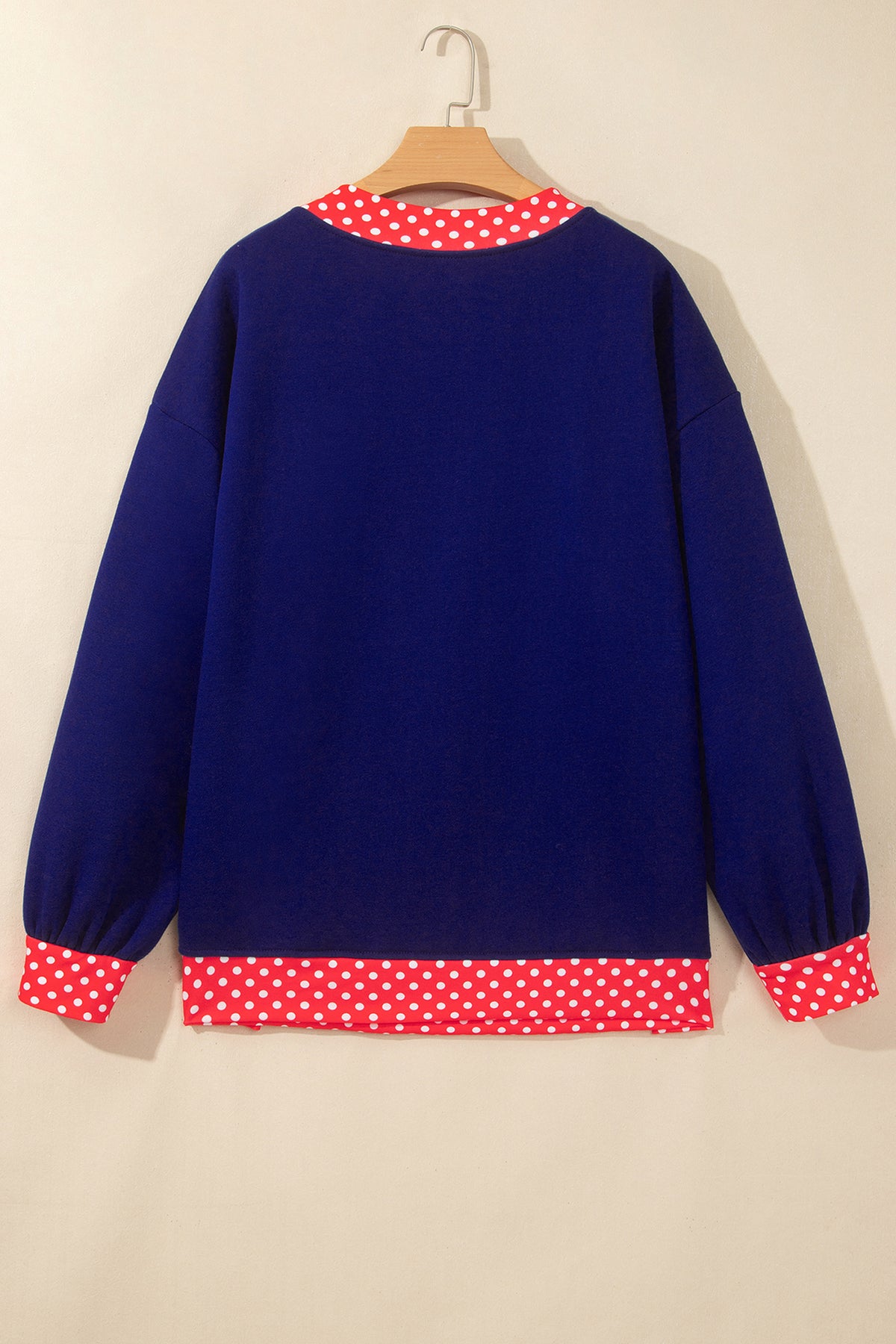 Tillandsia Purple Colorblock Polka Dot Contrast Trim Oversized Sweatshirt