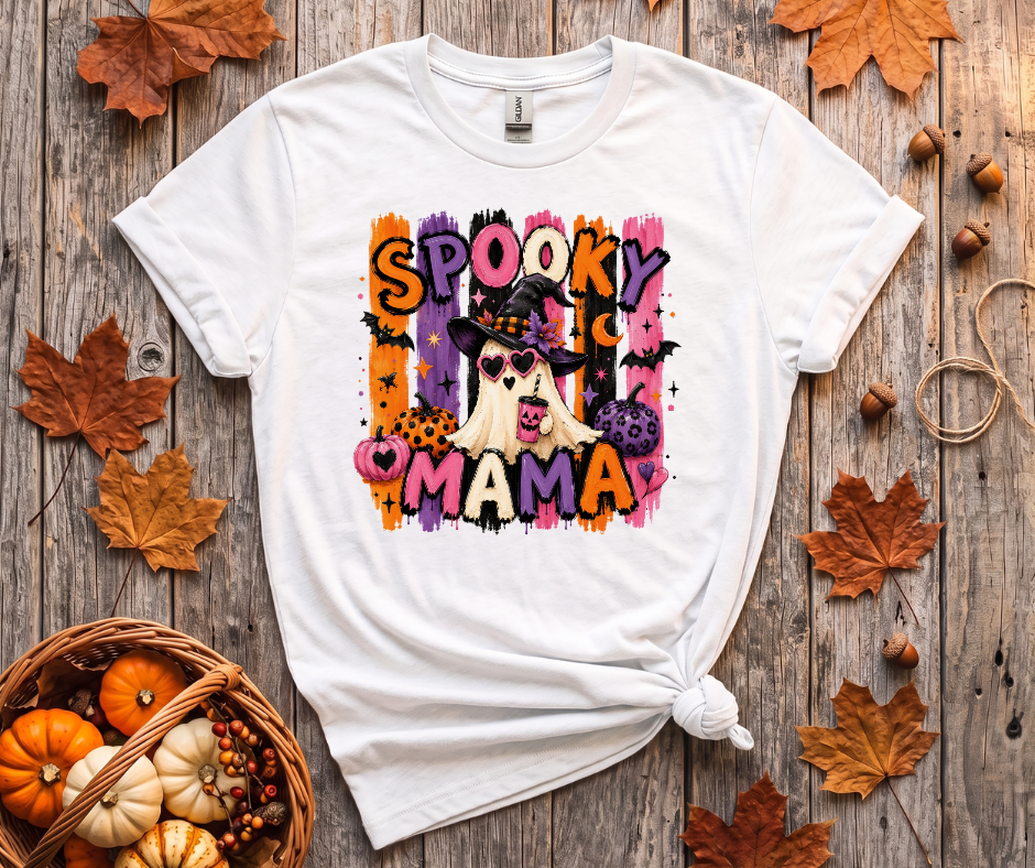 Spooky Mama T-Shirt — Halloween Witch Dog Graphic Tee