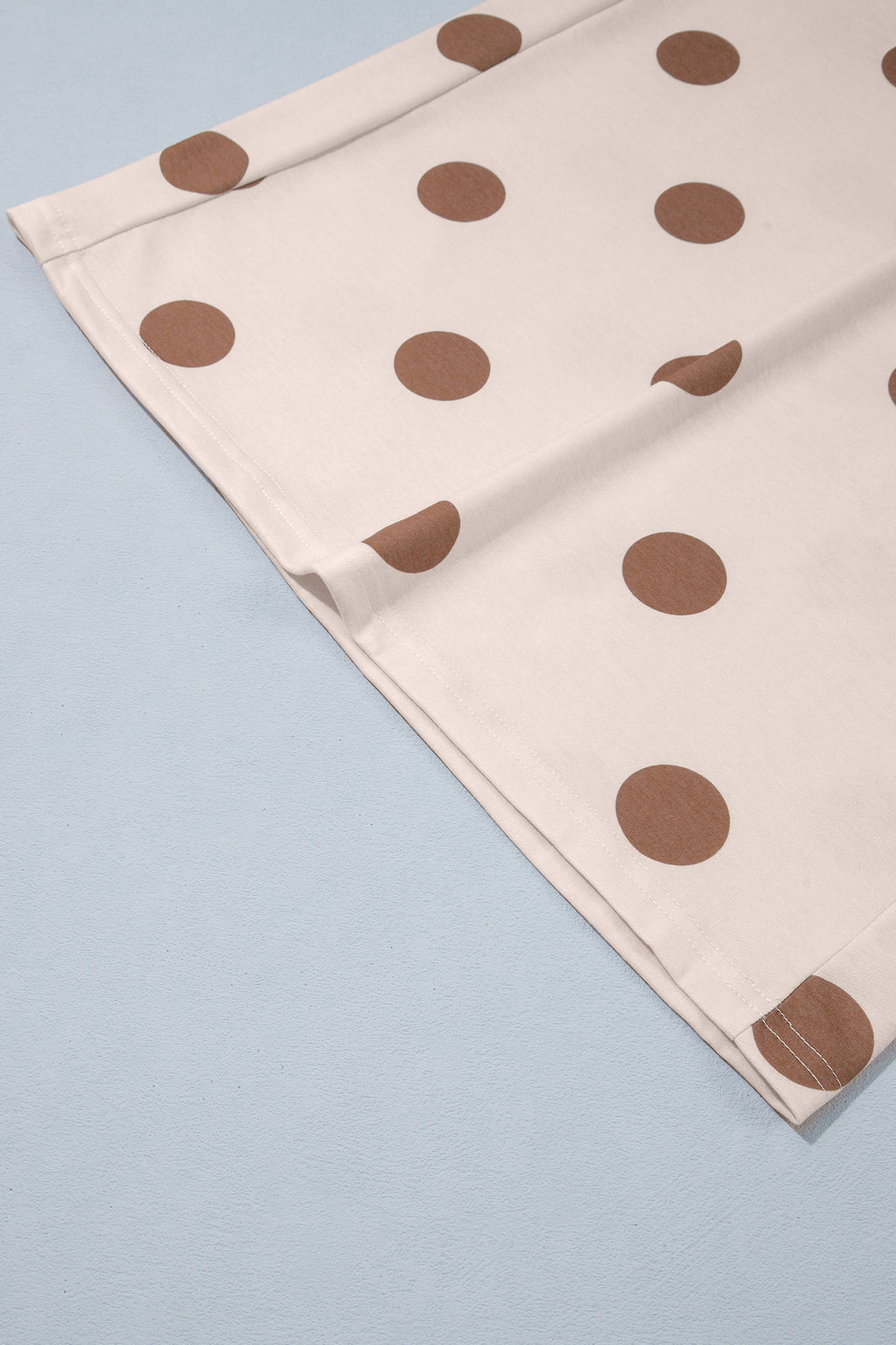 Sky Blue Polka Dot Elastic Waist Wide Leg Plus Size Pants
