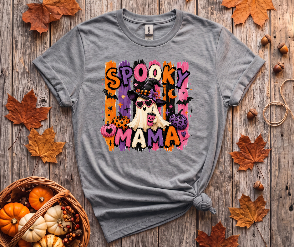 Spooky Mama T-Shirt — Halloween Witch Dog Graphic Tee