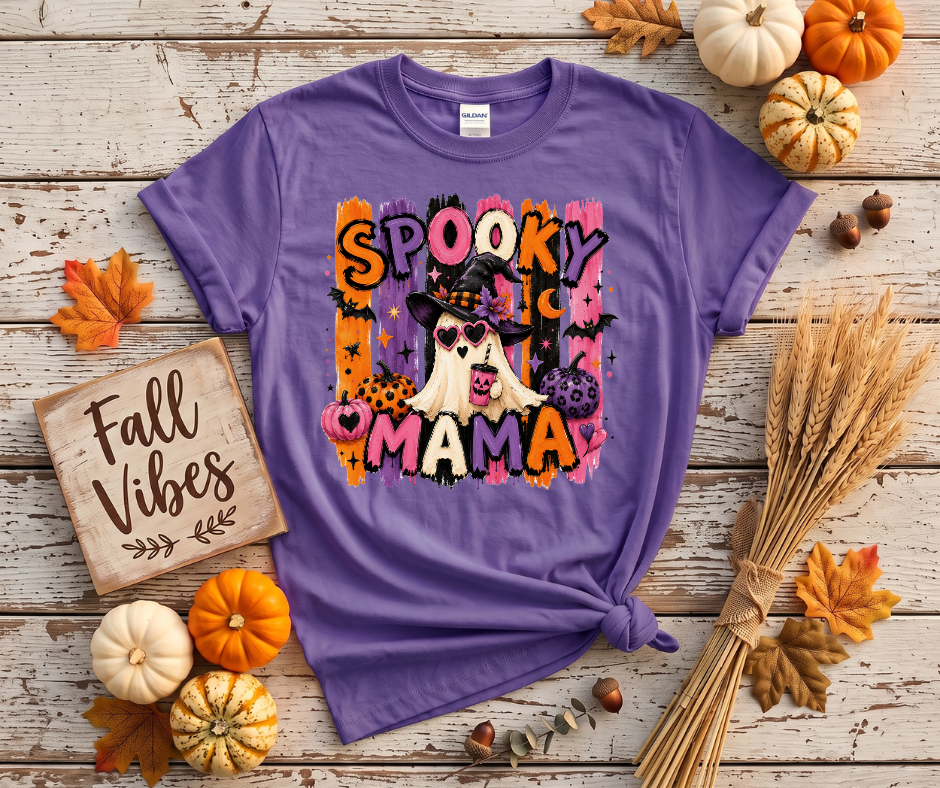 Spooky Mama T-Shirt — Halloween Witch Dog Graphic Tee