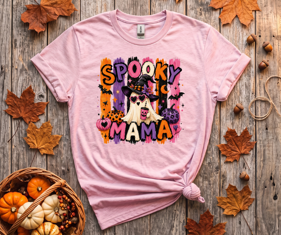 Spooky Mama T-Shirt — Halloween Witch Dog Graphic Tee