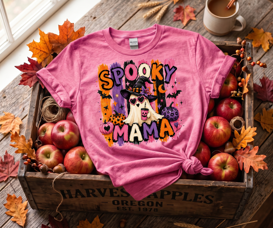 Spooky Mama T-Shirt — Halloween Witch Dog Graphic Tee