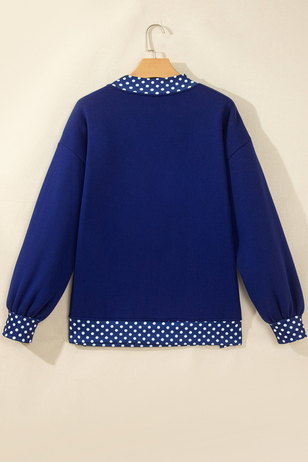 Tillandsia Purple Colorblock Polka Dot Contrast Trim Oversized Sweatshirt
