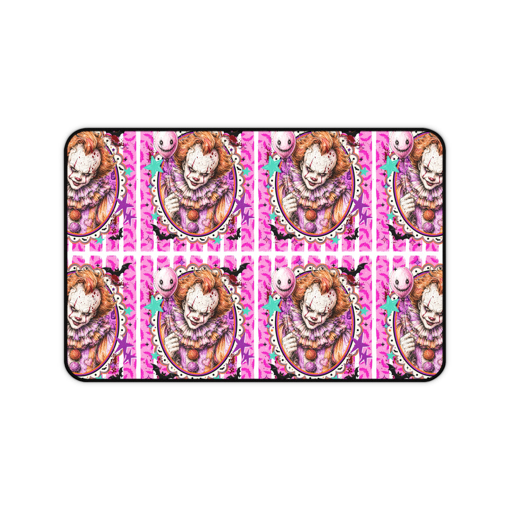 Creepy Clown Pink Pattern Desk Mat — Horror Gamer Mousepad