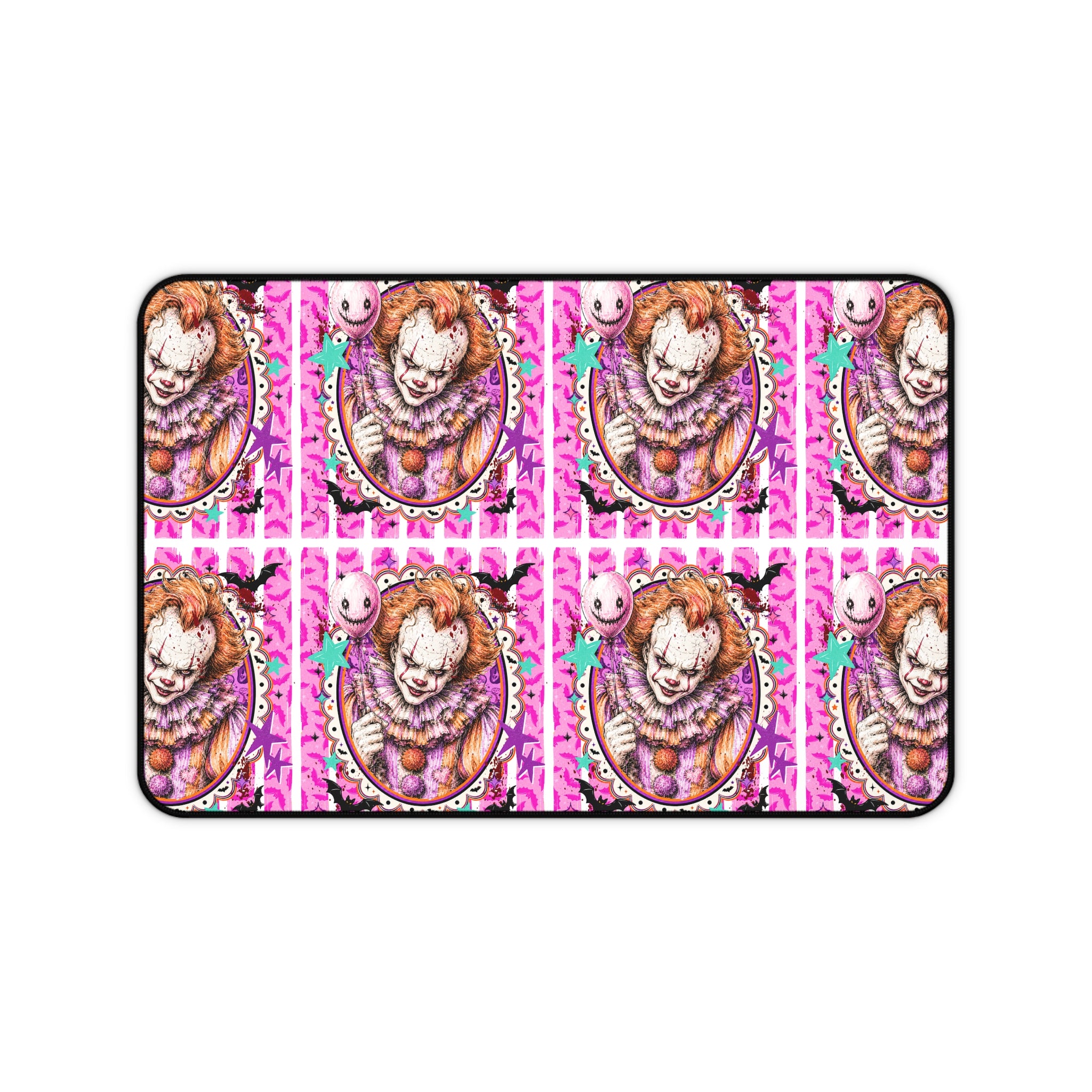 Creepy Clown Pink Pattern Desk Mat — Horror Gamer Mousepad