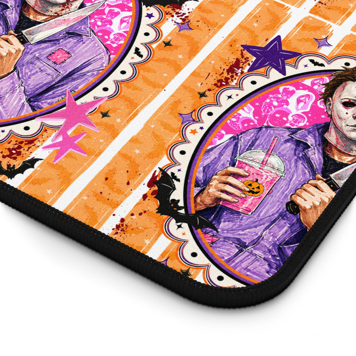 Horror Coffee Desk Mat — Michael Mask Patterned Gamer Desk Pad