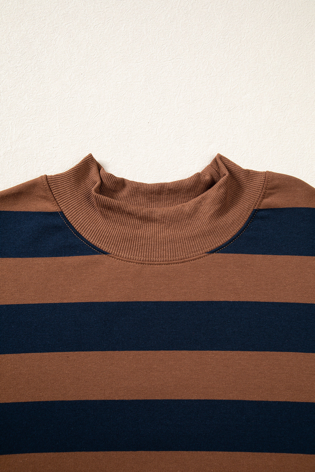Orange Stripe Colorblock Mock Neck Relaxed Sweatshirt