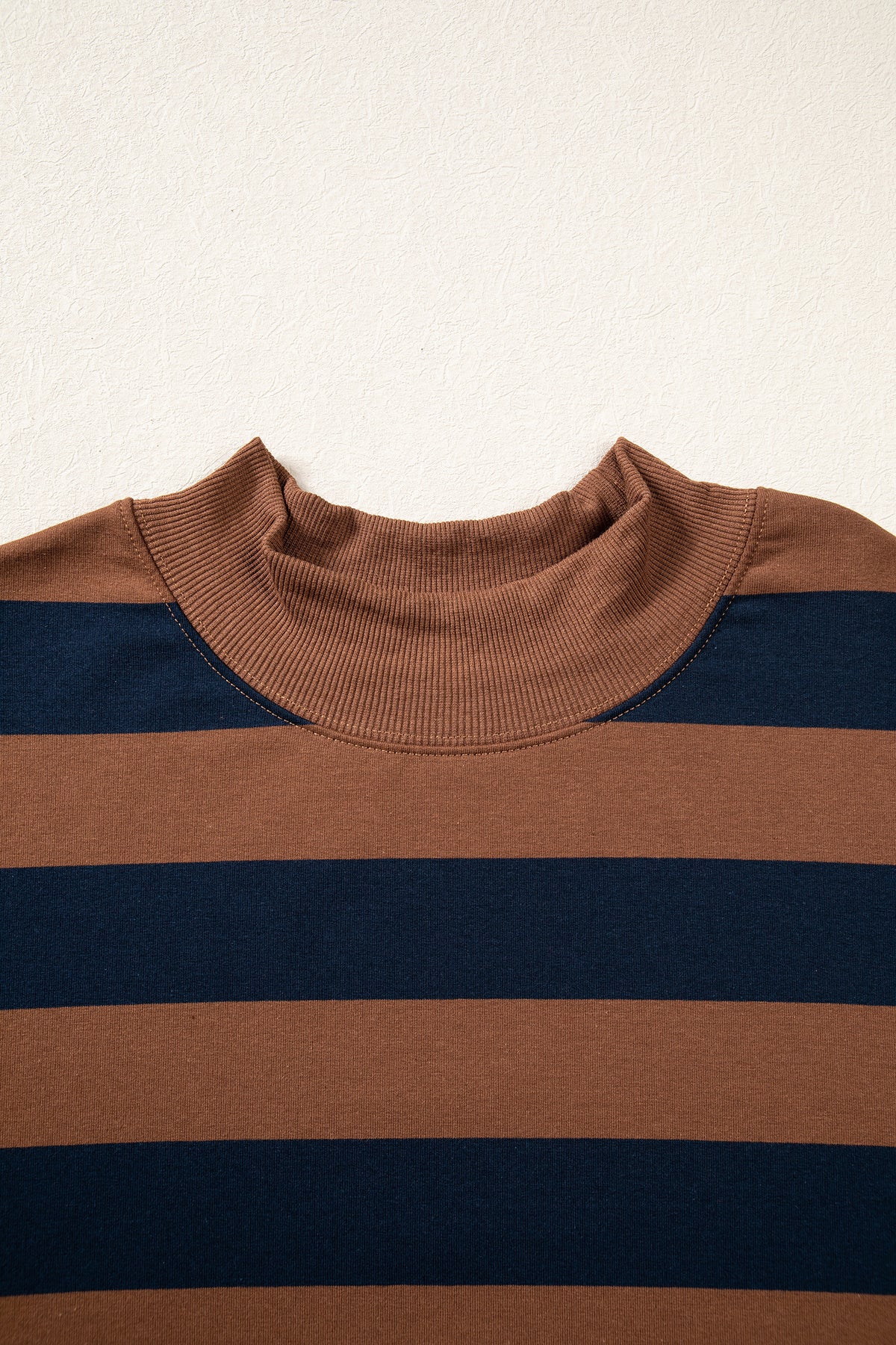 Orange Stripe Colorblock Mock Neck Relaxed Sweatshirt