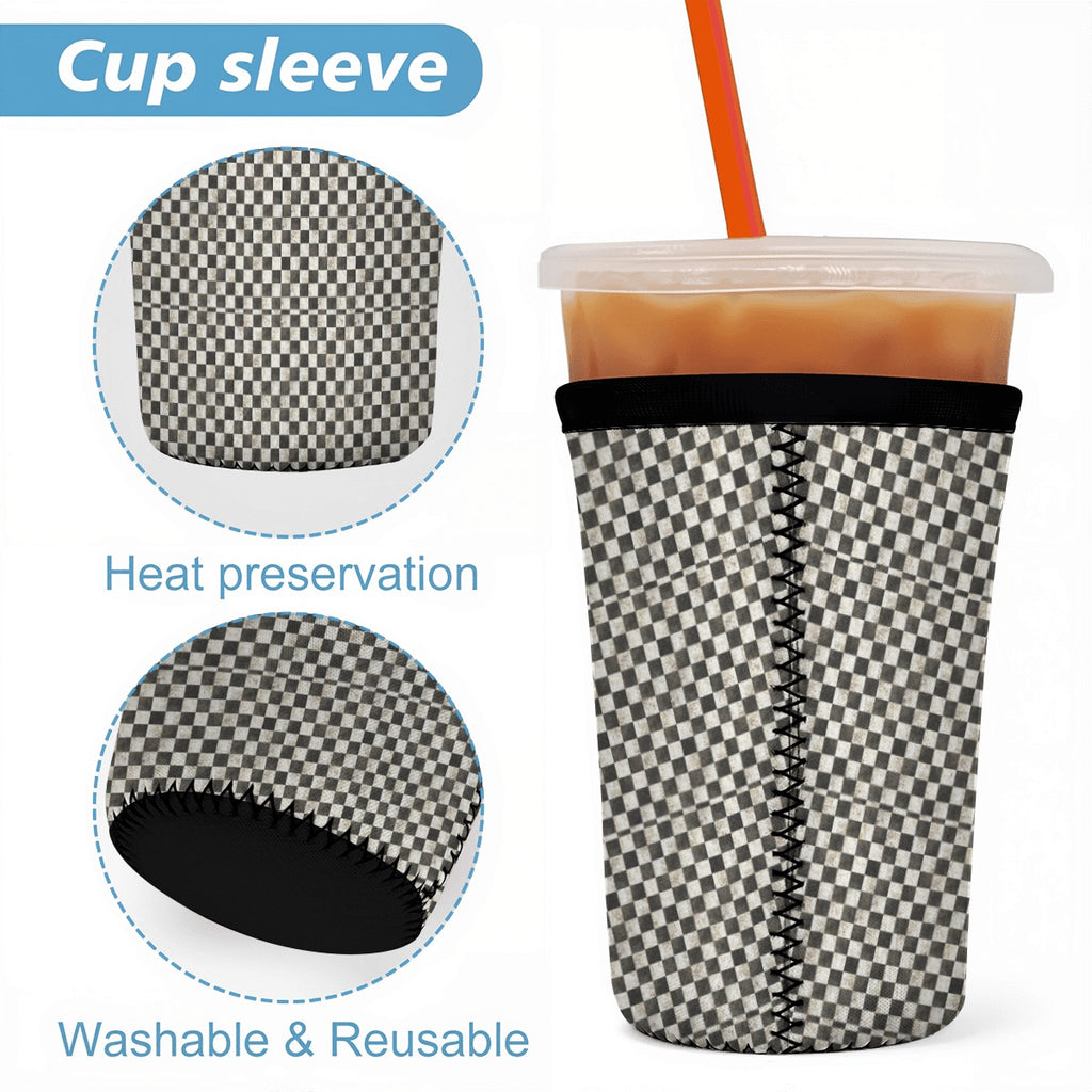 Black and White checkered Neoprene Koozies Cup Sleeve 3pcs 1 5 2 5
