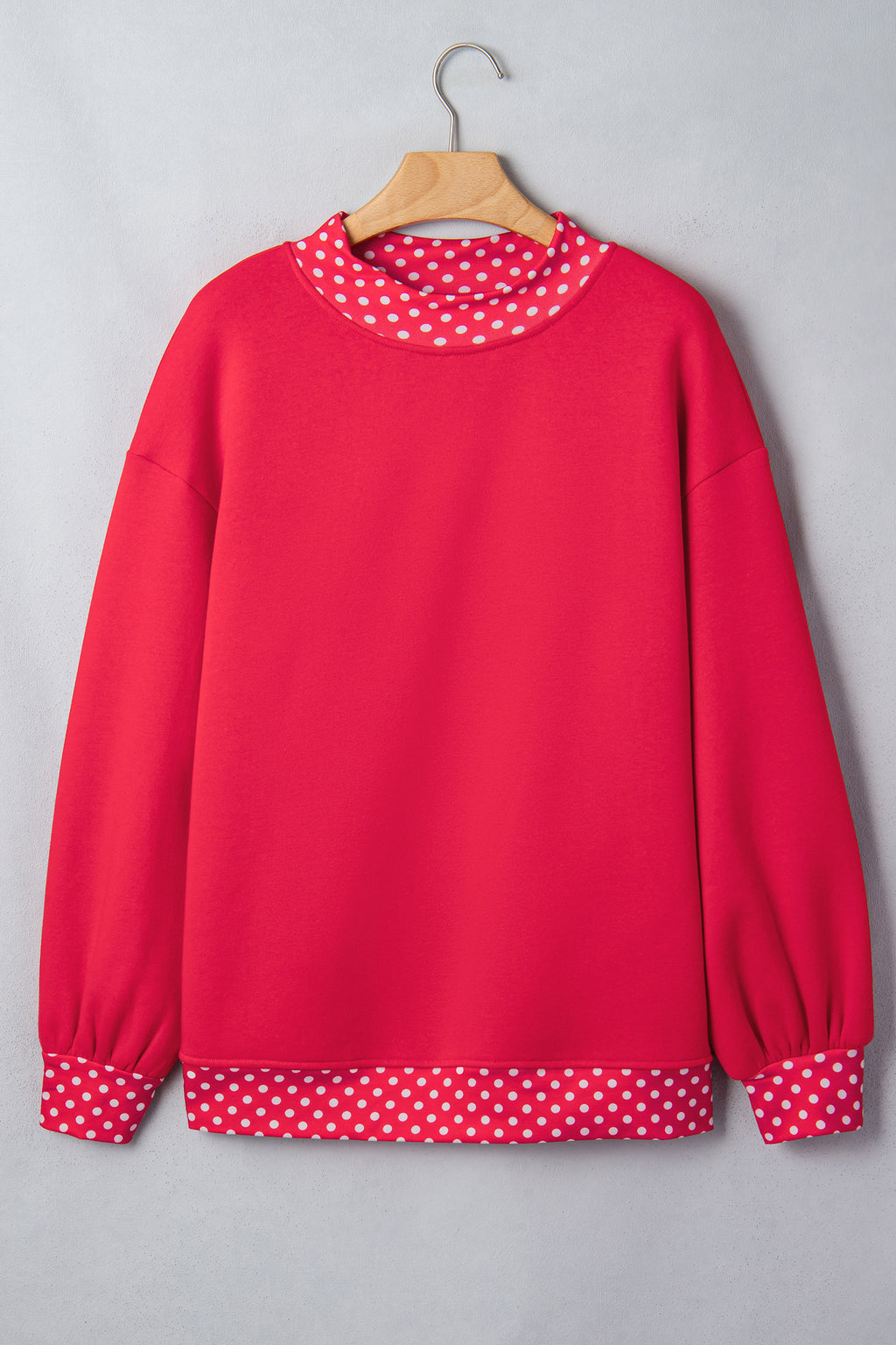 Tillandsia Purple Colorblock Polka Dot Contrast Trim Oversized Sweatshirt