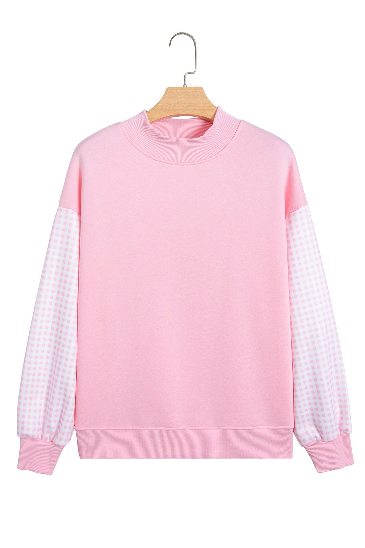 Black Plaid Sleeve Colorblock Loose Tunic Sweatshirt