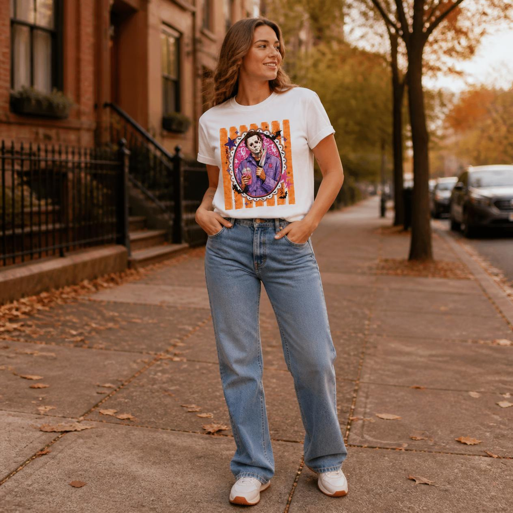 Michael Myers Retro Portrait Tee – Cute Creepy Halloween Horror Graphic Shirt