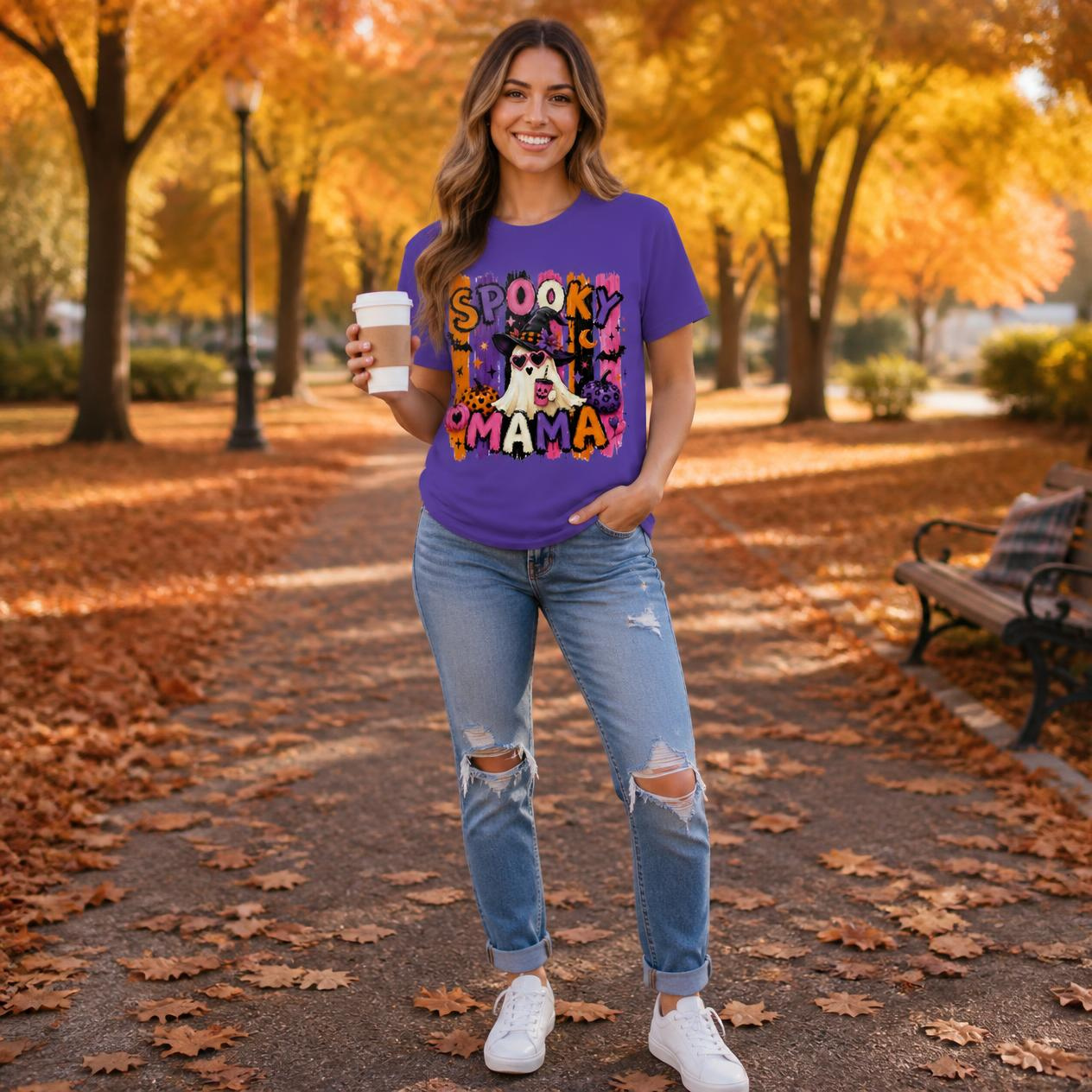 Spooky Mama T-Shirt — Halloween Witch Dog Graphic Tee