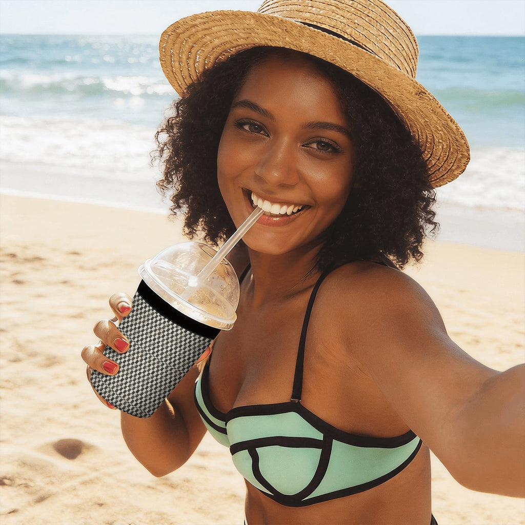 Black and White checkered Neoprene Koozies Cup Sleeve 3pcs 1 5 2 5