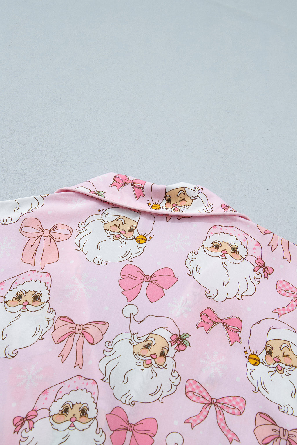 Pink Abstract Santa Print Long Sleeve Full-Length 2Pcs Lounge Set