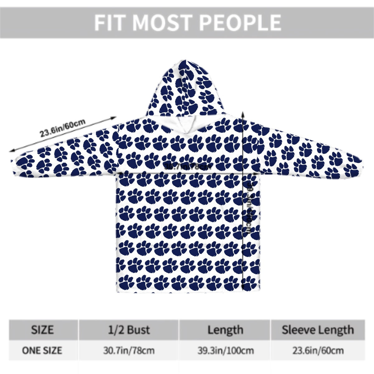 Edgewood Paw Print Adult Blanket Hoodie 3562876920653970271208586780023905902919680n