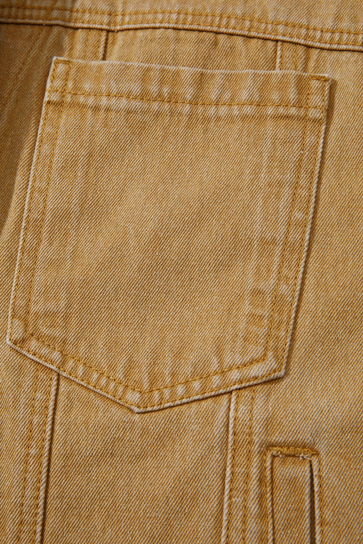 Honey gold Metal Button Front Long Sleeve Collar Denim Jacket