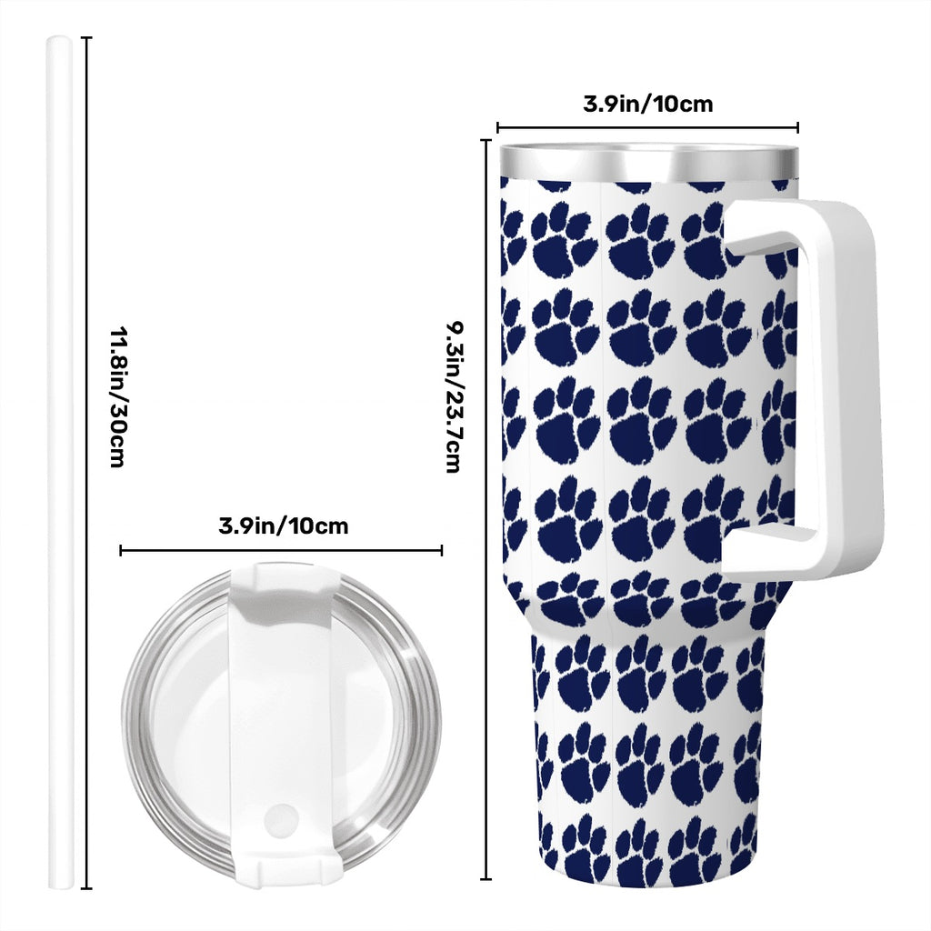 Edgewood Paw Print Travel Coffee Mug with Handle and Straw (40oz) 3562876920653970271208586780023905902919680n