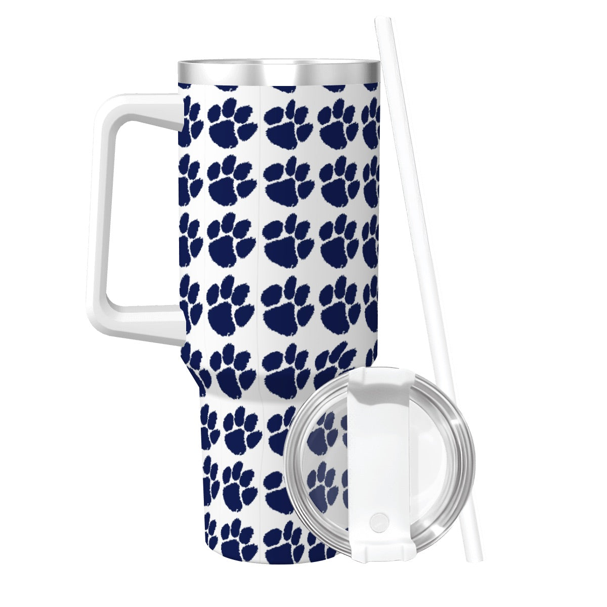 Edgewood Paw Print Travel Coffee Mug with Handle and Straw (40oz) 3562876920653970271208586780023905902919680n