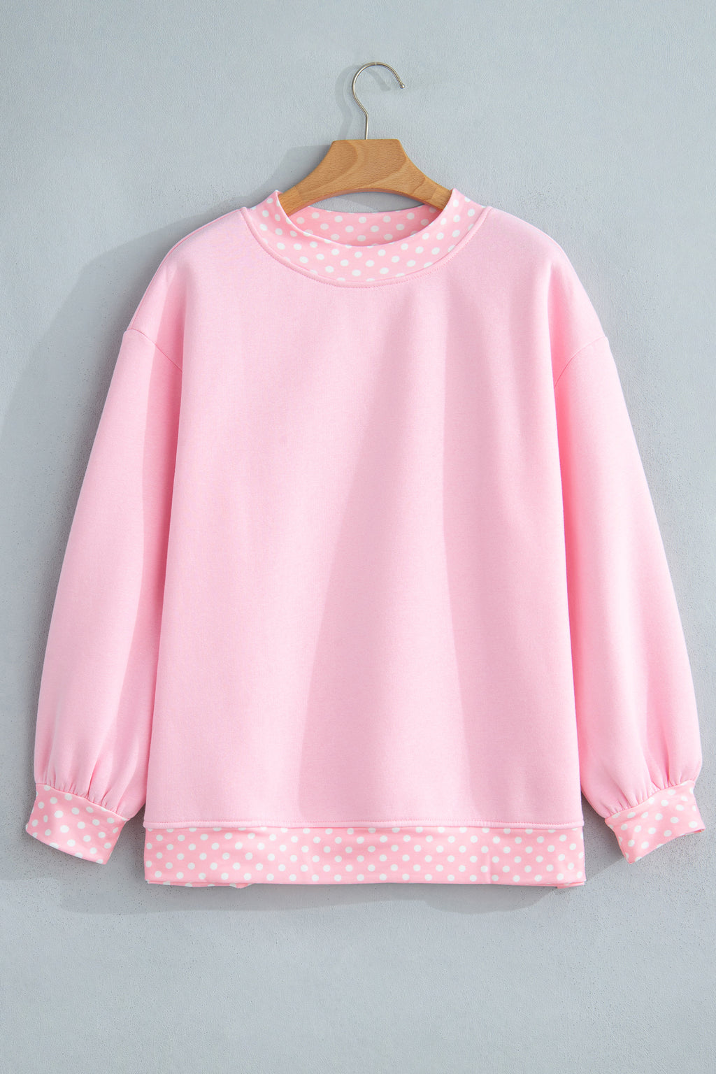 Tillandsia Purple Colorblock Polka Dot Contrast Trim Oversized Sweatshirt