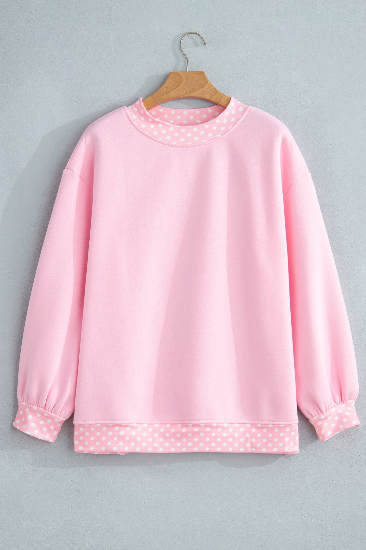 Tillandsia Purple Colorblock Polka Dot Contrast Trim Oversized Sweatshirt