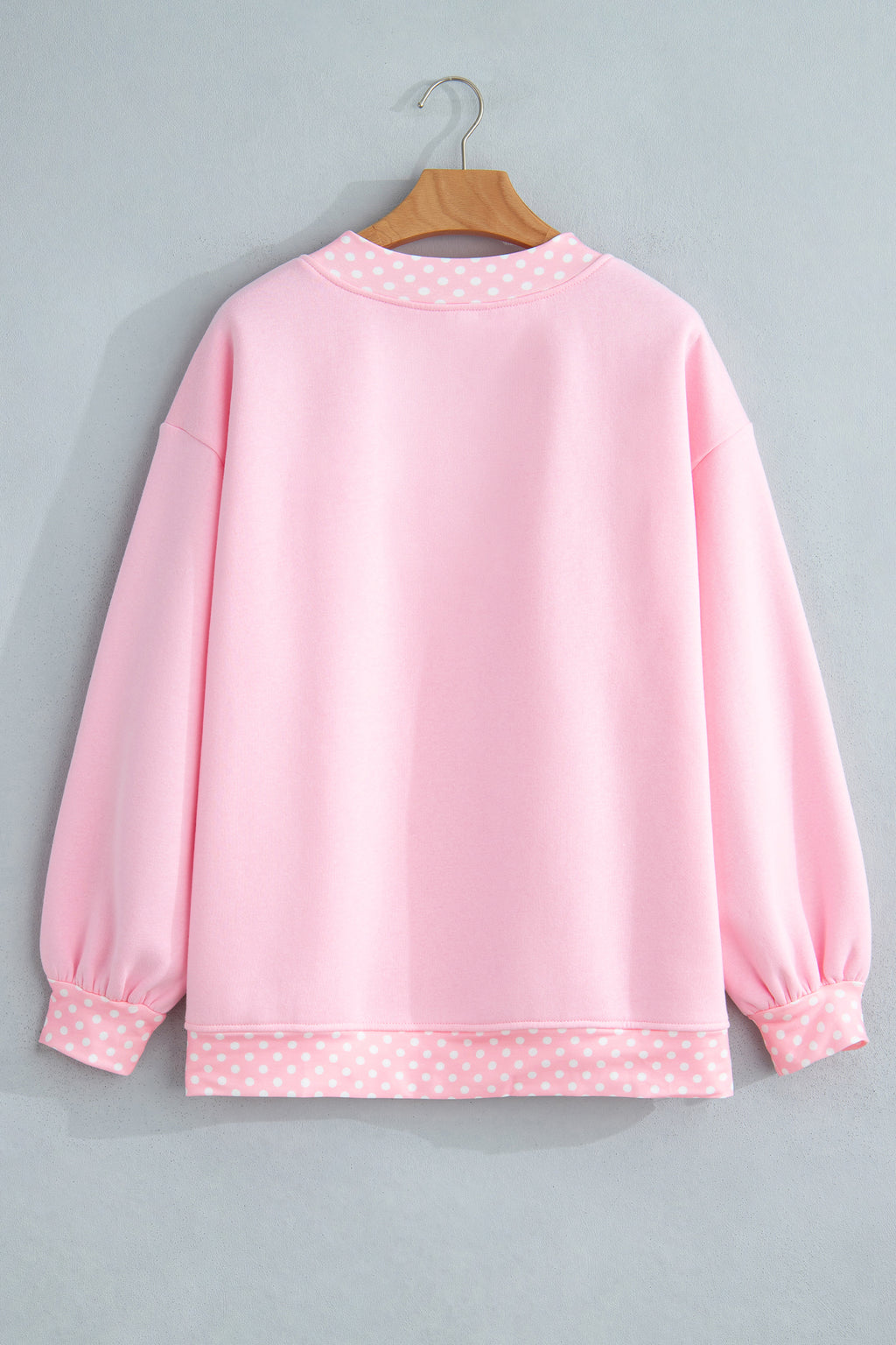 Tillandsia Purple Colorblock Polka Dot Contrast Trim Oversized Sweatshirt