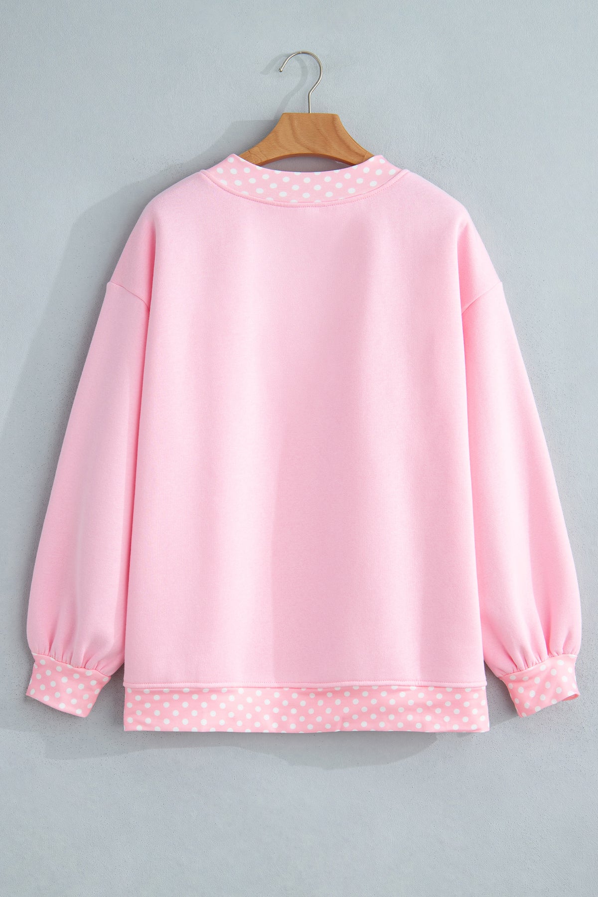 Tillandsia Purple Colorblock Polka Dot Contrast Trim Oversized Sweatshirt