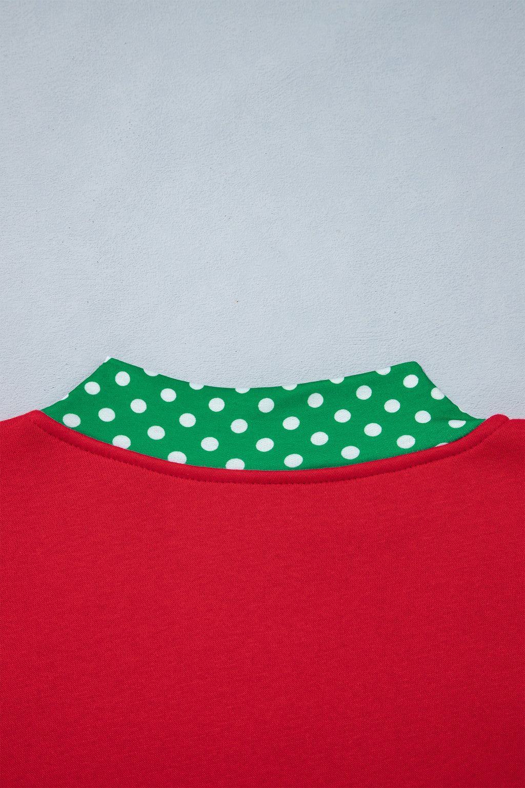 Grapefruit Orange Polka Dot Letter Print Contrast Trim Mock Neck Sweatshirt
