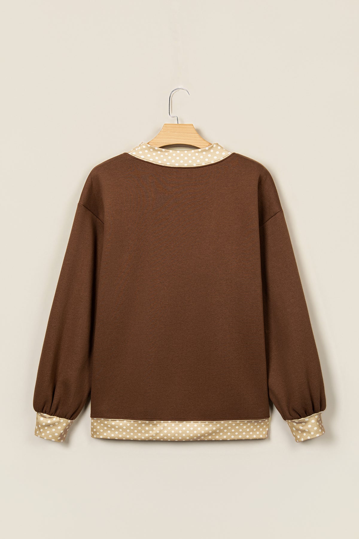 Parchment Leopard Trim High Neck FAITH Letter Graphic Baggy Sweatshirt