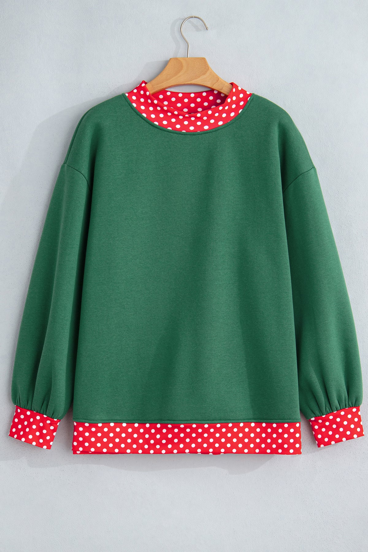 Tillandsia Purple Colorblock Polka Dot Contrast Trim Oversized Sweatshirt