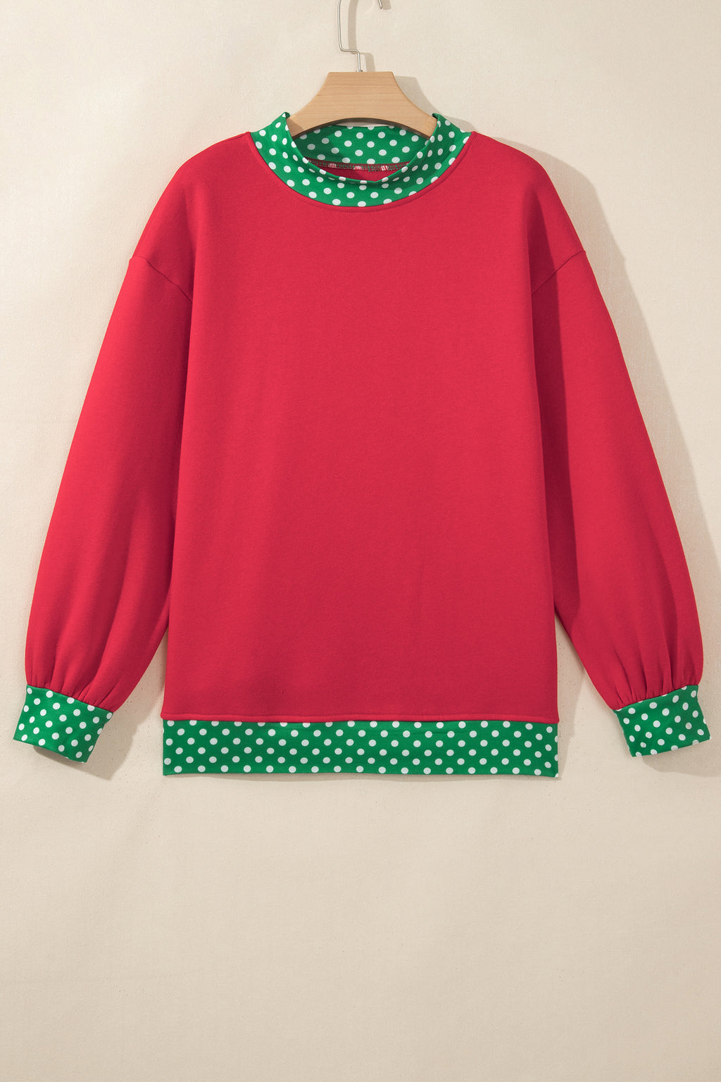 Tillandsia Purple Colorblock Polka Dot Contrast Trim Oversized Sweatshirt