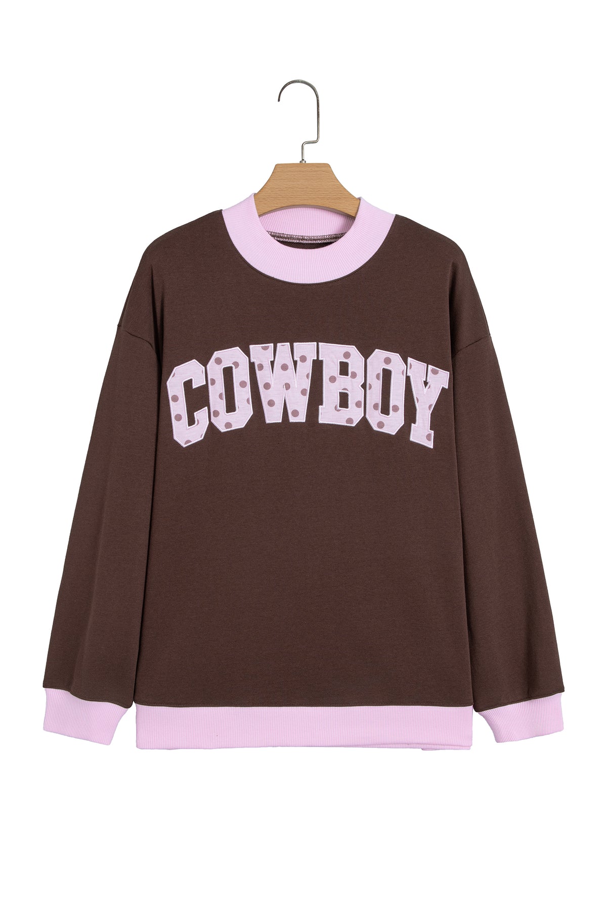 Pink Polka Dot Letter Graphic Colorblock Tunic Sweatshirt