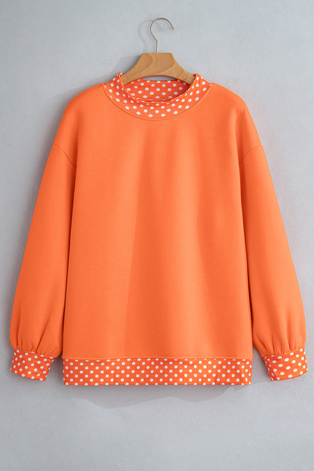Tillandsia Purple Colorblock Polka Dot Contrast Trim Oversized Sweatshirt