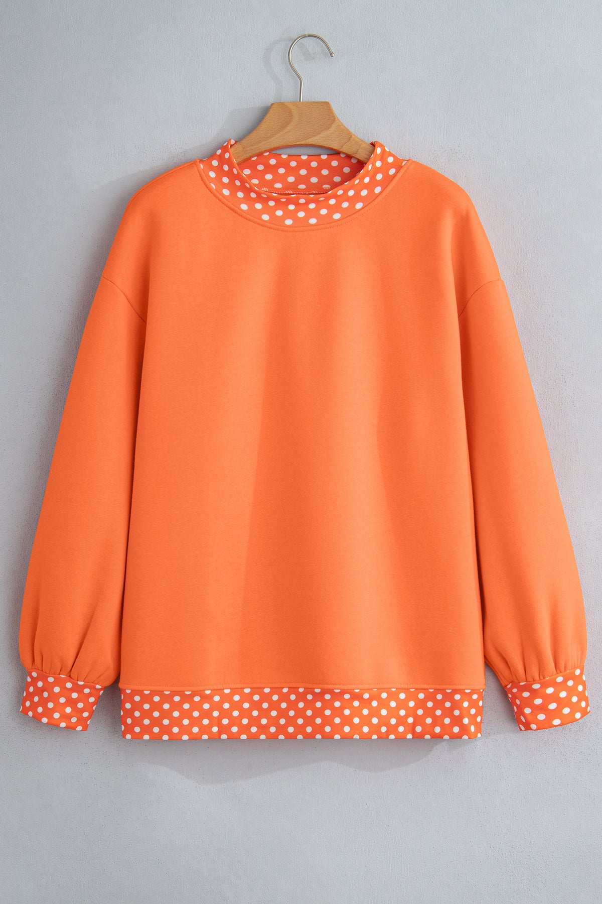 Tillandsia Purple Colorblock Polka Dot Contrast Trim Oversized Sweatshirt